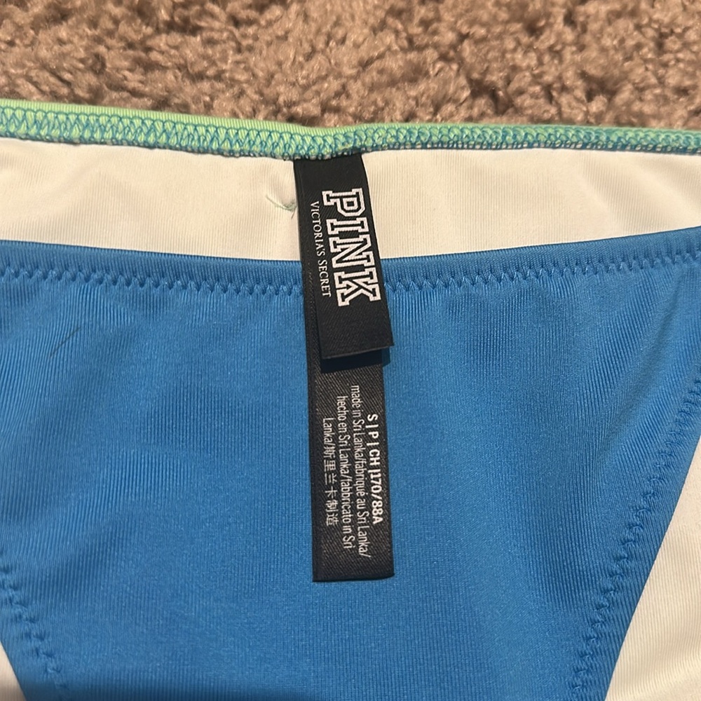 Victoria's Secret PINK neon bandeau bikini set small blue green - Picture 11 of 12
